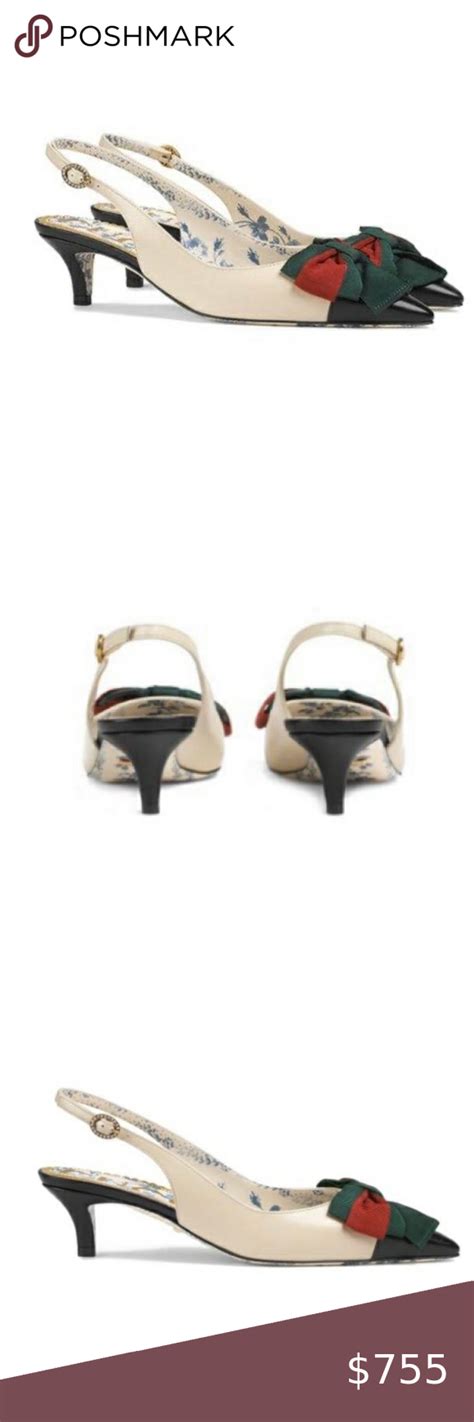 gucci denim kitten heel|gucci slingback heels.